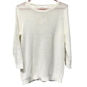 NORTHERN REFLECTIONS White 3/4 Sleeves Crewneck Sweater M